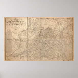 Pôster Mapa 1859 de Virgínia