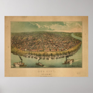 Pôster Mapa 1859 panorâmico da opinião de olho de