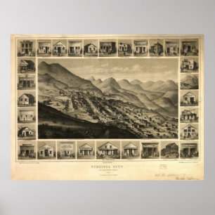 Pôster Mapa 1861 panorâmico da opinião de olho de