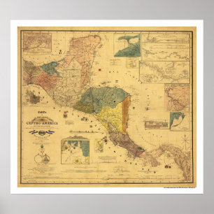 Poster Mapa 1862 de América Central