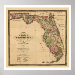 Pôster Mapa 1874 da estrada de ferro de Florida