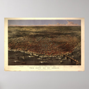 Pôster Mapa 1874 panorâmico da opinião de olho de