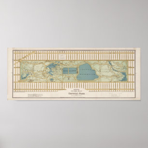 Pôster Mapa 1875 do Central Park