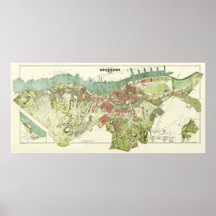 Poster Mapa 1888 da suecia de Gothenburg por Ludvig Simon