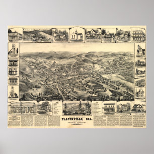 Pôster Mapa 1888 panorâmico da opinião de olho de