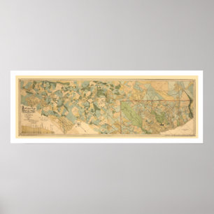 Pôster Mapa 1890 da estrada de ferro de Baltimore & de