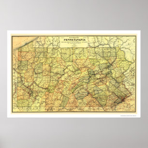 Pôster Mapa 1895 da estrada de ferro de Pensilvânia