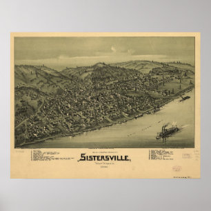 Pôster Mapa 1896 panorâmico da opinião de olho de páss