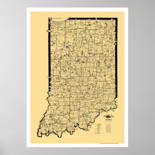 Poster Mapa 1897 da estrada de ferro de Indiana
