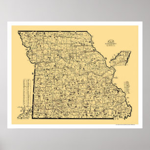 Pôster Mapa 1897 da estrada de ferro de Missouri