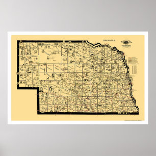 Poster Mapa 1897 da estrada de ferro de Nebraska