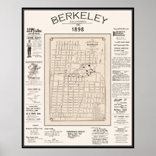 Poster Mapa 1898 de Berkeley