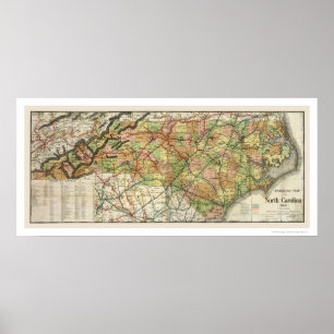 Pôster Mapa 1900 da estrada de ferro de North Carolina