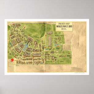 Pôster Mapa 1904 de St Louis da feira de mundos