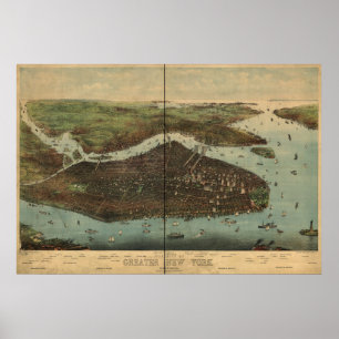 Pôster Mapa 1905 panorâmico da opinião de olho de