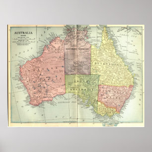 Pôster Mapa 1911 de Austrália