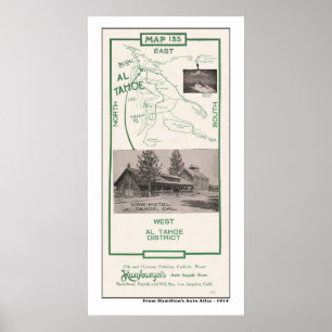 Pôster Mapa 1914 da área de Tahoe