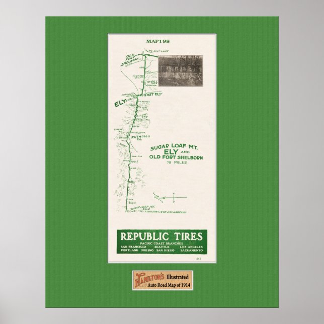 Poster Mapa 1914, Fort Shelborn, Ely e Sugar Loaf Mt (Frente)