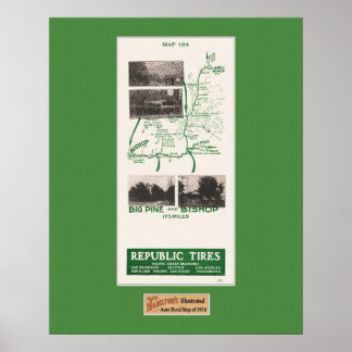 Pôster Mapa 1914, Ranch Gilbert para Bishop, Big Pine Cal
