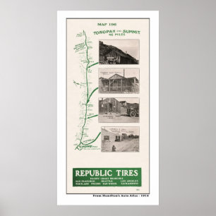 Pôster Mapa 1914, Tonopah e cimeira quente da angra