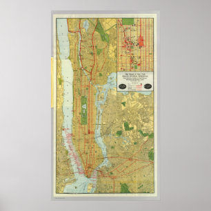 Poster Mapa 1918 central da estrada de ferro de New York