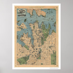 Poster Mapa 1922 de Sydney Austrália