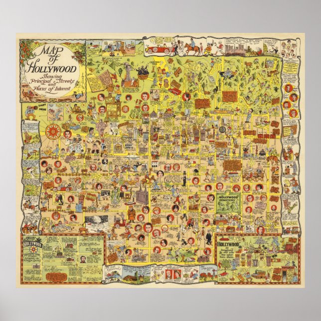 Poster MAPA 1928 de Hollywood Antiga (Frente)