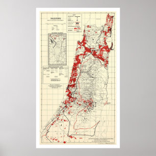 Poster Mapa 1949 da vila de Palestina