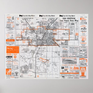 Pôster Mapa 1960 da área de Las Vegas