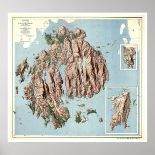 Poster Mapa 1960 do parque nacional do Acadia