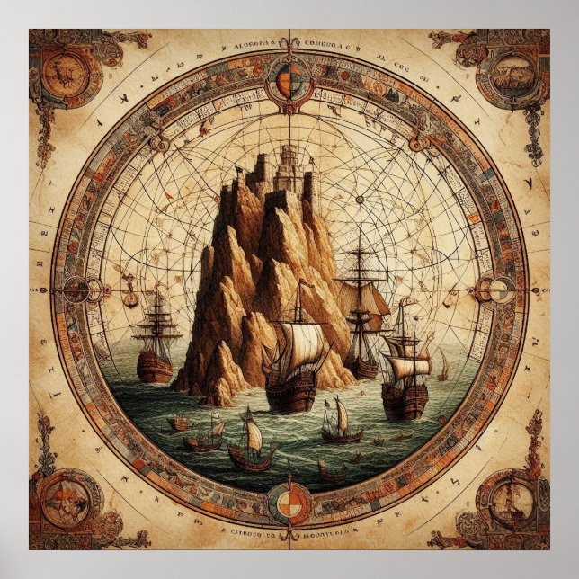 Poster Mapa 1 dos Navios de Portugal Antigo (Frente)