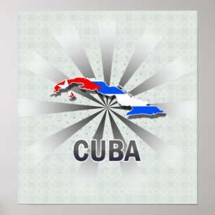 Pôster Mapa 2,0 da bandeira de Cuba