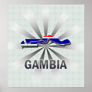Pôster Mapa 2,0 da bandeira de Gambia