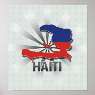 Pôster Mapa 2,0 da bandeira de Haiti