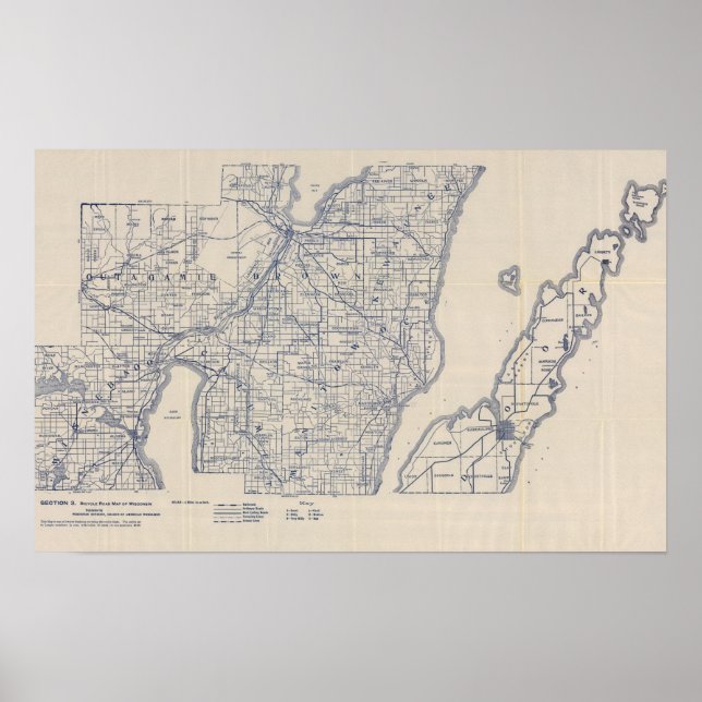 Poster Mapa 2 da Bicicleta de Wisconsin (Frente)