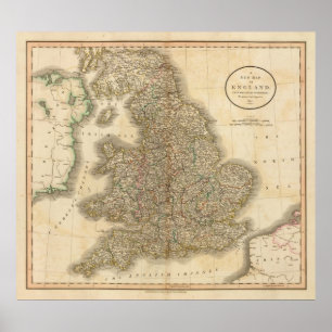 Pôster Mapa 2 do atlas de Inglaterra