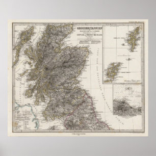 Pôster Mapa 2 do atlas de Scotland