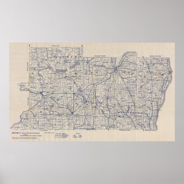 Poster Mapa 3 da Estrada Bicicleta de Wisconsin (Frente)