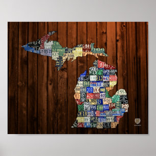 Pôster Mapa 8 x 10 da matrícula do vintage dos condados