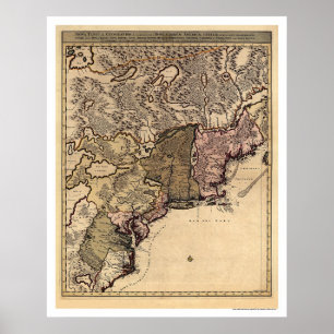 Pôster Mapa adiantado 1717 de América Visscher