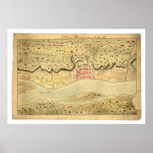 Poster Mapa adiantado 1758 de Albany New York