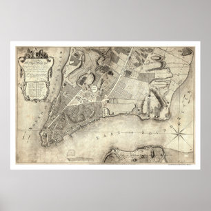 Poster Mapa adiantado 1776 da Nova Iorque