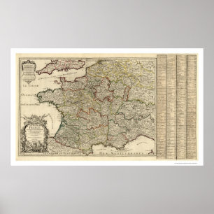 Pôster Mapa adiantado de France 1700