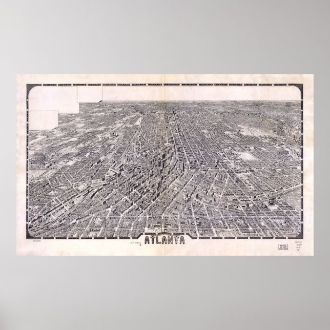 Pôster Mapa aéreo de Atlanta Georgia (1919) (Frente)