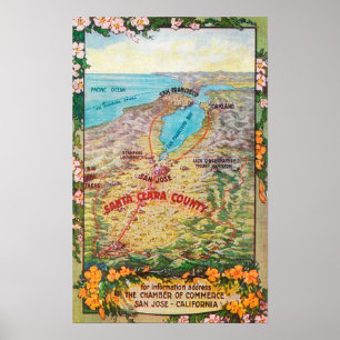 Poster Mapa aéreo de Santa Clara County