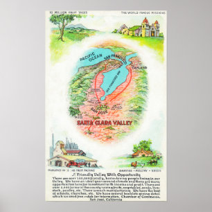 Pôster Mapa Aéreo do Condado de Clara de Papais noeis com