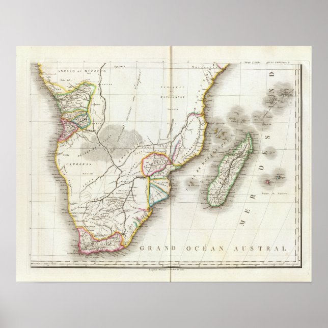 Pôster mapa África gravado (Frente)