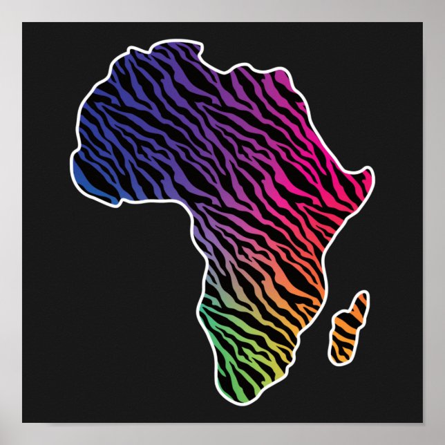 Poster Mapa Africano do Orgulho Zebra Padrão (Frente)