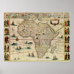 Pôster Mapa africano do Vintage 1660