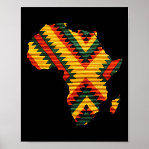 Poster Mapa Africano Homens de Arte Kente Sobrepõem Mulhe